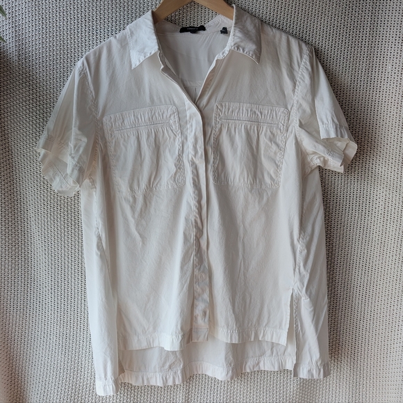 Theory Tops - Theory A-Line Button Down Shirt Women's Small White Short Sleeve